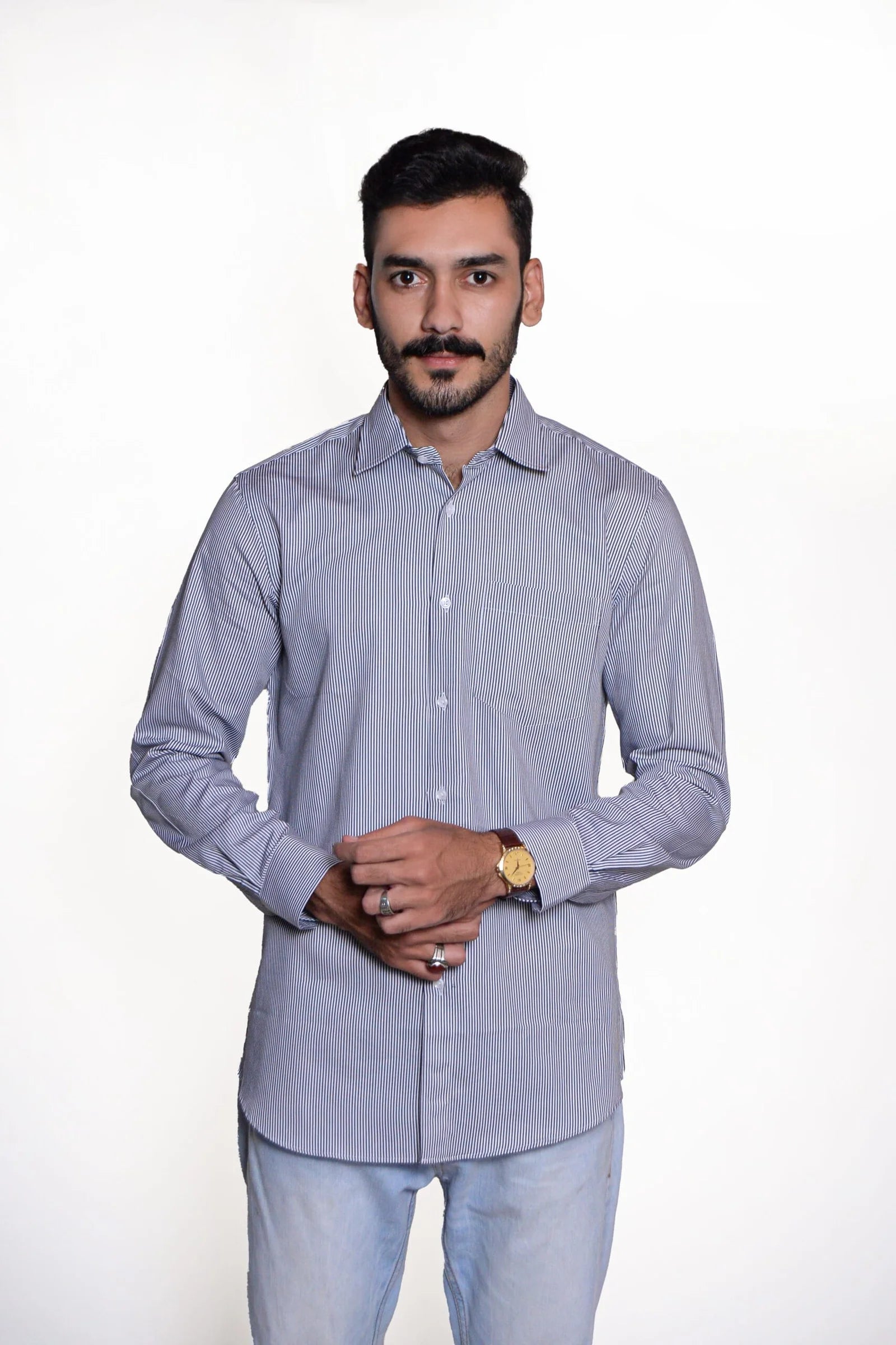 Menβs Formal Shirt Cotton Gray